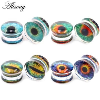 Alisouy 2 sztuk przezroczyste okrągłe akrylowe gałka oczna wskaźniki uszu tunele korki Flesh nosze Expander kolczyki Piercing biżuteria do ciała