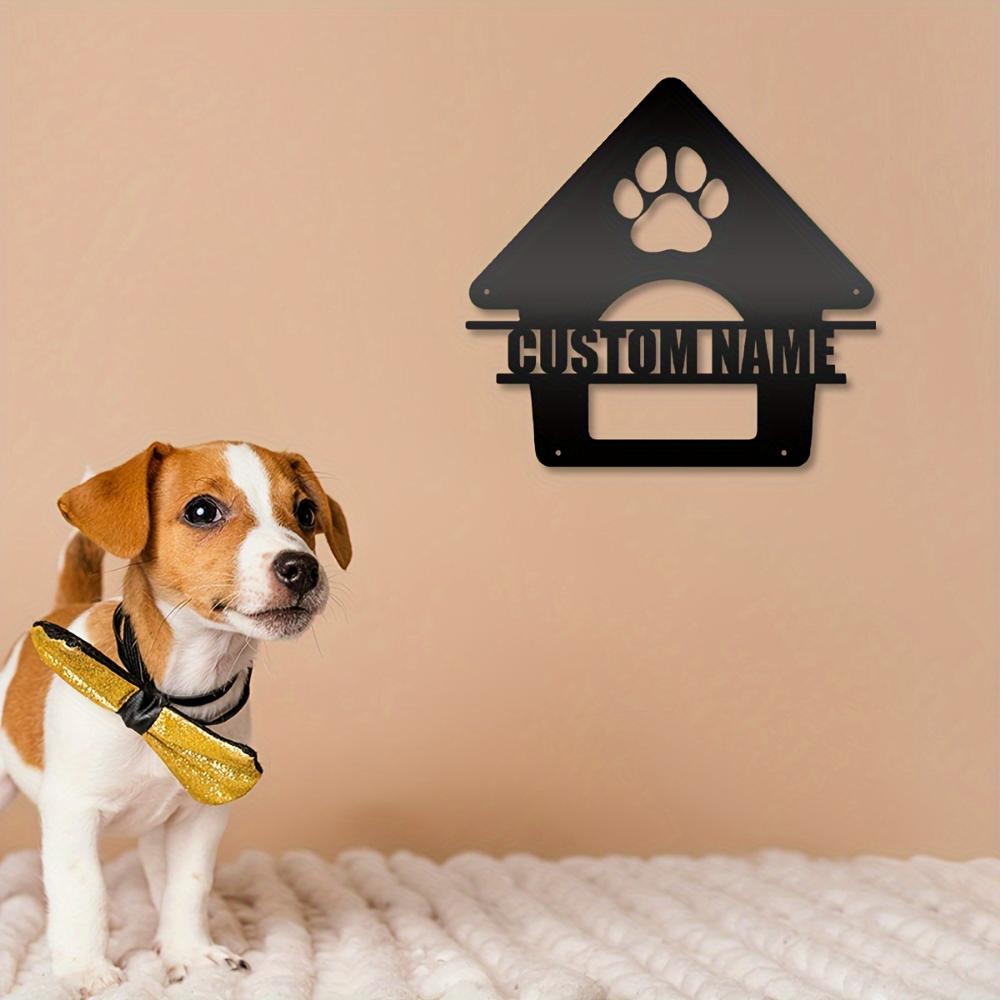 Customizable Black Metal Dog House Sign Personalized Pet Name Plaque Paw Cutout Wall Art Home Housewarming Gift