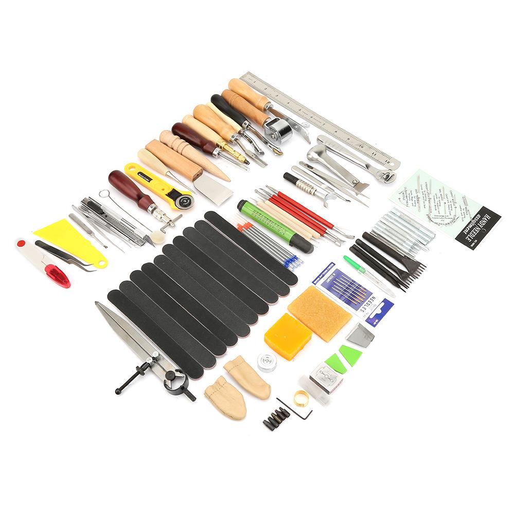 60 Pcs Leather Craft Tool for Sewing Stitching Carving Leather Working Tool Set