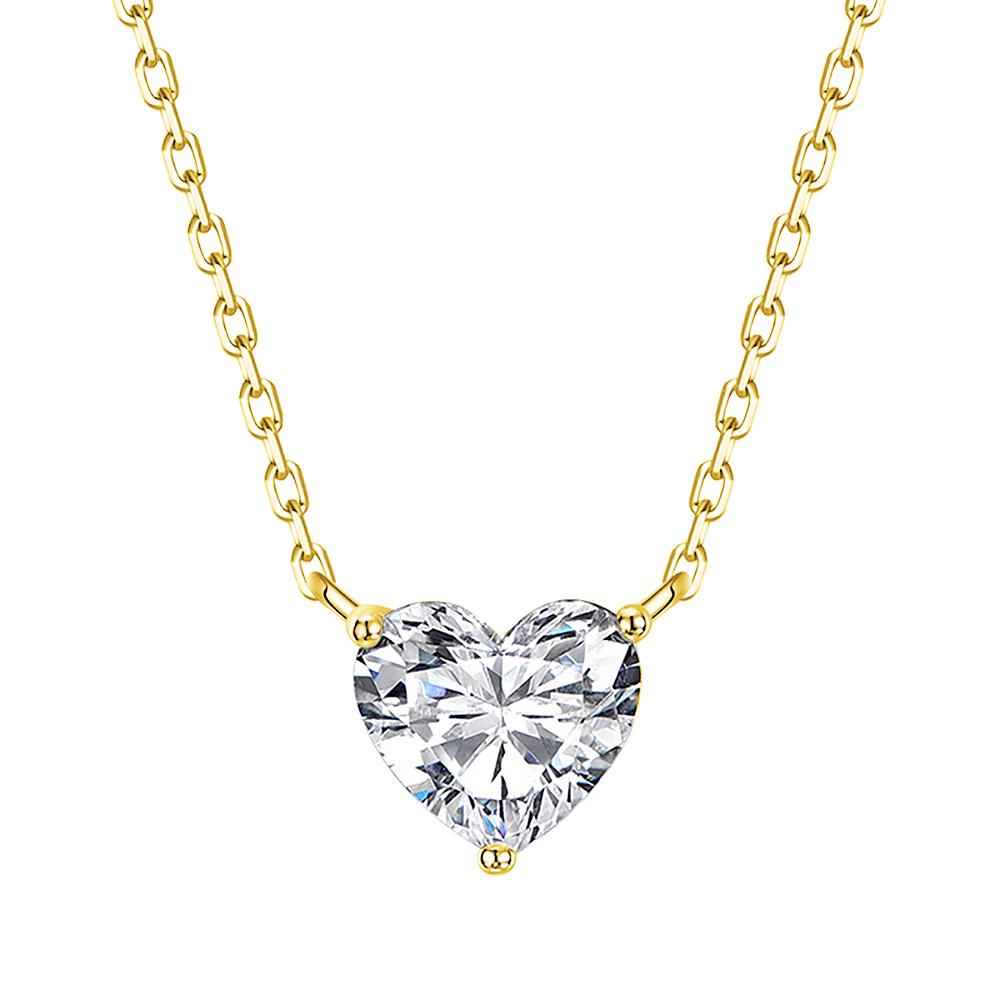 

Certified Carat Heart Cut Moissanite Pendant Necklaces for Woman Silver Plated 18k Gold Solitaire Lab Diamond Neckchain