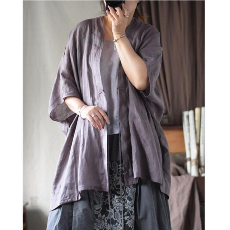 Johnature Women Vintage Embroidery Floral Chinese Style Belt Spring Women High Quality Coats