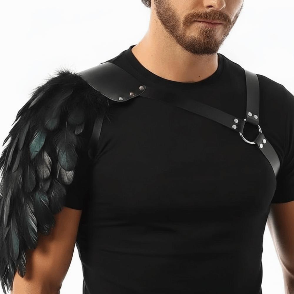 Black PU Leather Leather Harness Double Shoulder Medieval Guards  Halloween Cosplay