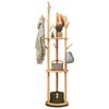 Rotating Solid Wood Coat Rack with Round Base