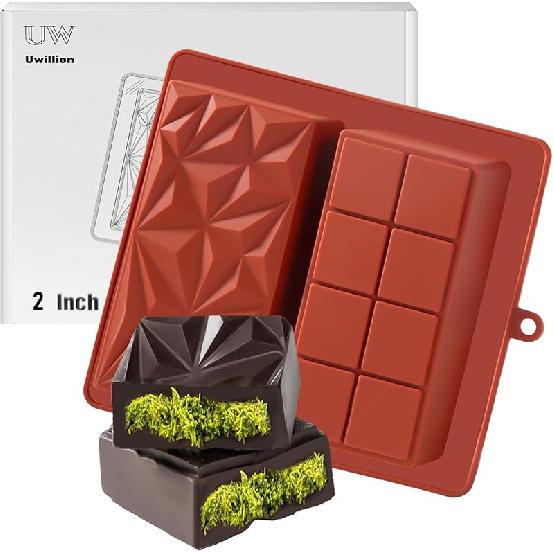 Шоколадная форма - Глубокая Дубай 2 дюйма Силиконовая Толстая Форма для Фигурных Батончиков, Большая Форма для Конфетных Батончиков с Начинкой 2 Inch 1 Piece