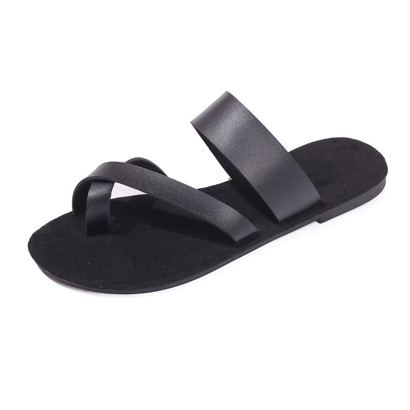 Fashion 2024 High Quality Shoes for Women Plus Size Women's Slippers Outdoor Daily Slippers Women Round Toe Flat with Solid Thong Sandal