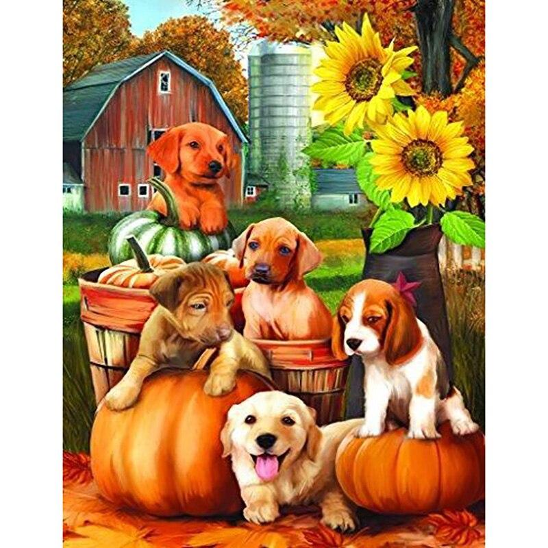 New 5D DIY Diamond Painting Dog Diamond Embroidery Animal Cross Stitch Full Round Drill Home Decor Manual Halloween Gift