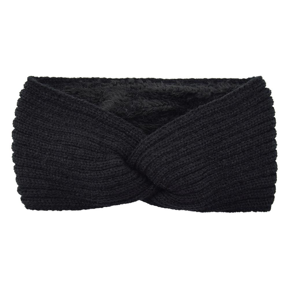 Wide Cross Fleece Lined Knitted Headbands For Woman Solid Warm Hairband Elastic Sports Yoga Headwear Girls Hair Accessories New