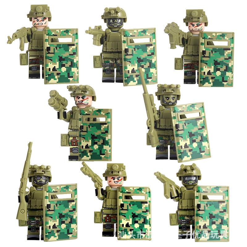 Compatible with Building Block Series Ghost Police SWAT Shield Warrior Special Forces Small Particle Building Block Toy