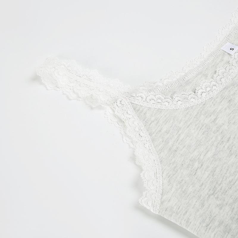 Skinny Lace Patchwork Strap Cropped Tops Women Summer Sexy Mini With Bow Camisole Holiday Beach Basic Clothes