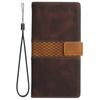 Phone Case for Samsung Galaxy S24 Ultra Grid Splicing Stand PU Leather Wallet Phone Cover with Strap