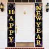 Happy New Year Door Banner Porch Signs Welcome Banner for Home Holiday Winter 2025 New Year Eve Party Supplies Backdrop Hanging Decor Yard Sign for