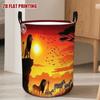1pc Modern Minimalist Laundry Basket with Prairie Silhouette Design - Stylish Dirt Basket Suitable for Bedrooms, Bathrooms & Laundry Rooms, Hamper Wit