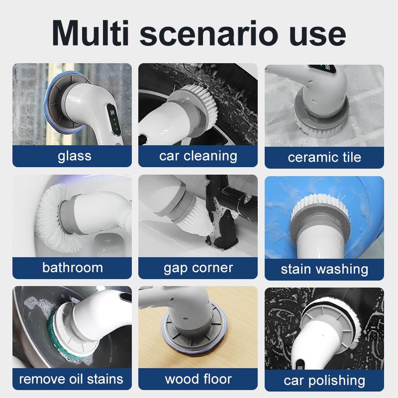 Multifunctional Electric Cleaning Brush with Long Telescopic Handle for Kitchen and Bathroom