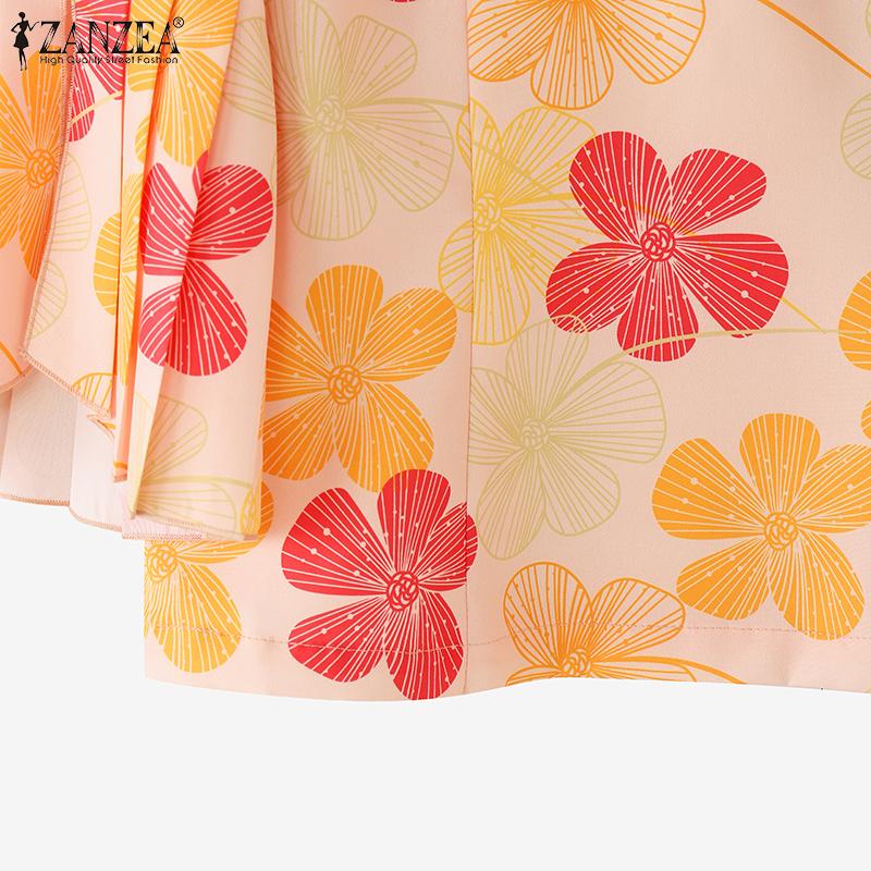 ZANZEA Women Casual Round Neck 3/4 Sleeve Floral Print Blouse