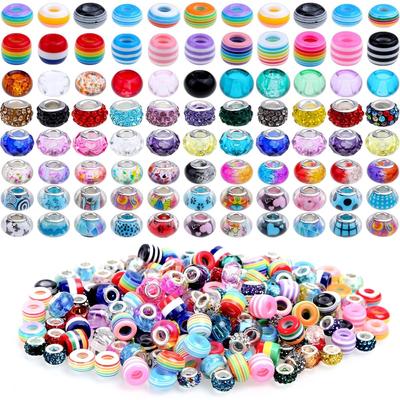 12/30/60 Stück Europäische Perlen Großes Loch Spacer Perlen Lampwork Perlen Bulk Strass Bastelperlen Charm Perlen Schmuckherstellung