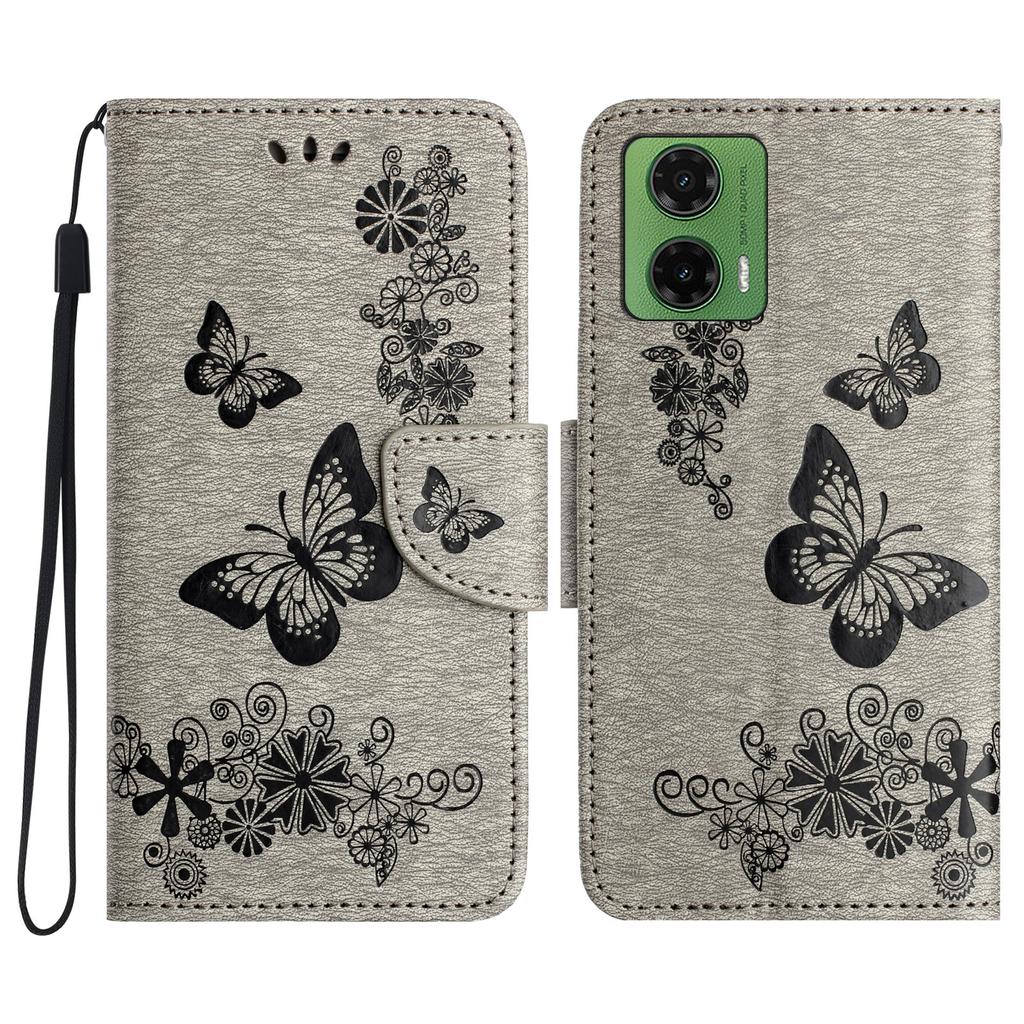 For Motorola Moto G35 5G Case Butterflies Flower Leather Wallet Flip Phone Cover
