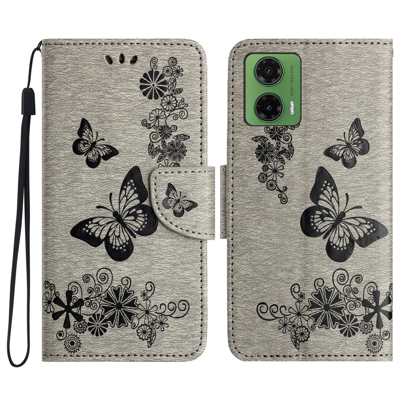 

For Motorola Moto G35 5G Case Butterflies Flower Leather Wallet Flip Phone Cover F