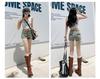 Women's High-Waisted A-Line Denim Shorts - Spring/Summer Elastic Style for Outerwear, Super Short and Trendy