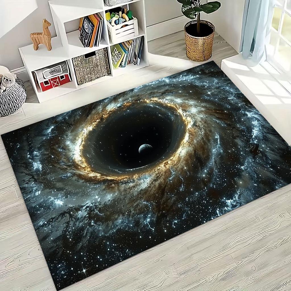 Dreamy Galaxy Universe Space Stars Black Hole Earth Rug for Bedroom Living Room Sofa Home Doormat Decor,Kid Non-slip Floor Mat