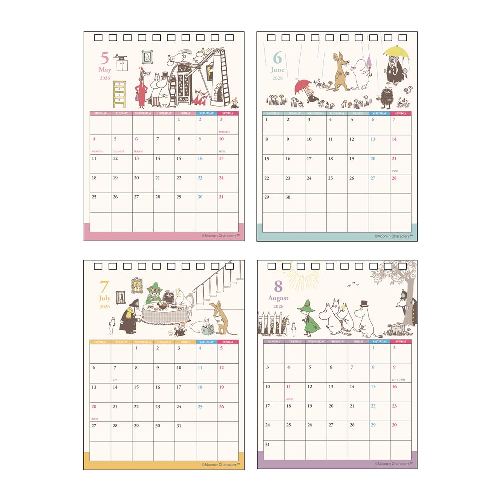 Sunstar Stationery Moomin 2026 Desktop Moomin S8521697 Calendar,