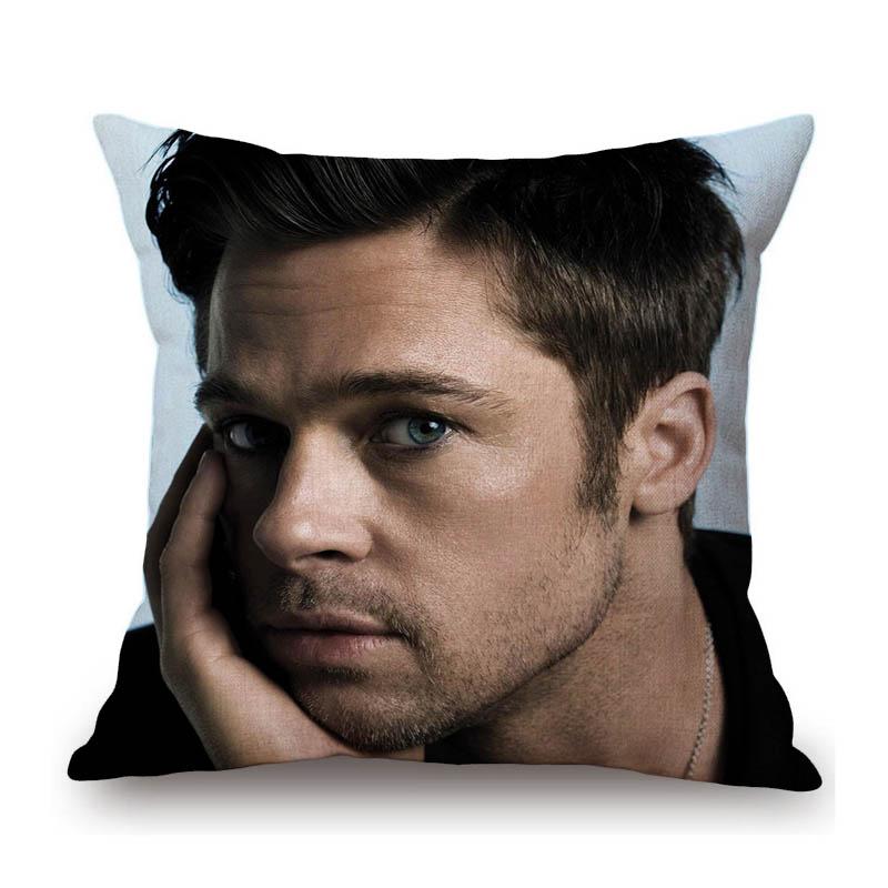 Sexy Krásný Super Hvězda Brad Pitt Svalovec Fanoušci Dárek Bavlna Len Pohovka Polštář na pohovku Potah Dekorace Domu Umělecký Potah na polštář