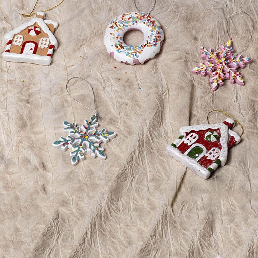 Snowflake Donut Christmas Tree Ornaments Small Christmas Decoration Resin Christmas Cottage  Party