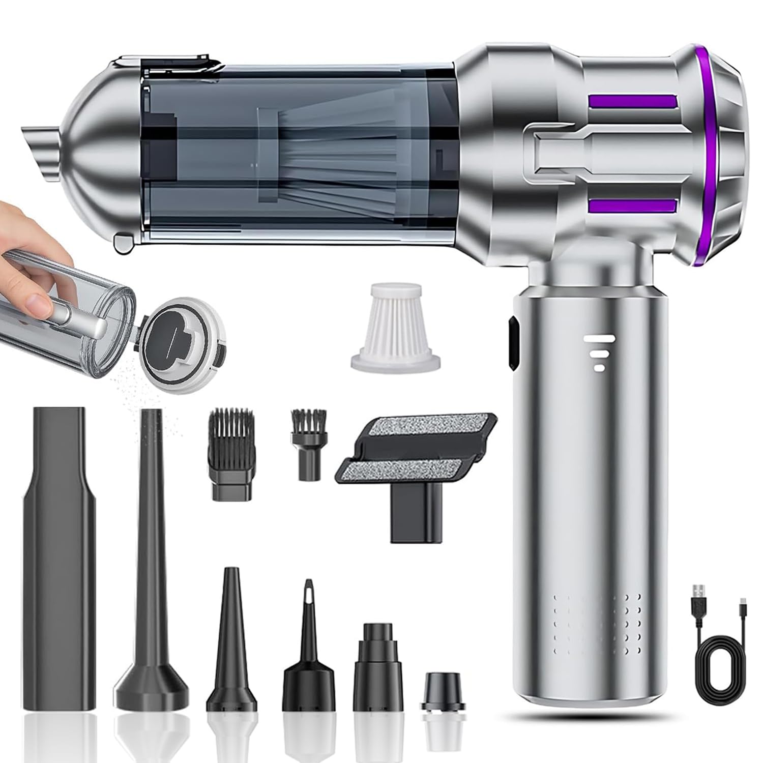 

for Handheld Cordless Car Vacuum Cleaner with 19000Pa Powerful 3 Airflow Battery Level HEPA Fast 6000mAh 45 Minutes of Continuous Low for and Home