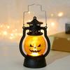 Halloween Pumpkin Lantern with LED Light, Portable Retro Horse Lantern with Funny Pumpkin Faces, Safe Flame-Free Halloween Decoration for Indoor