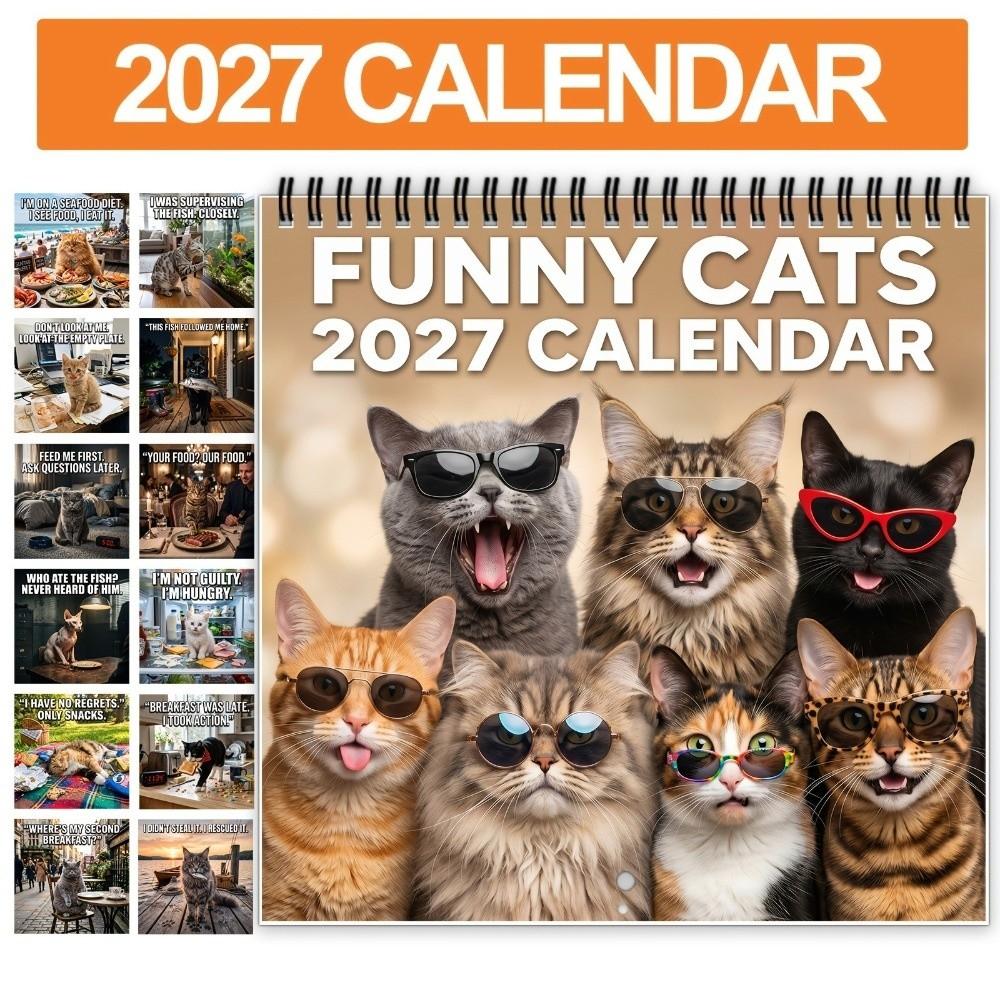 Coil Bound Cat Theme Monthly Calendar 12-Month 12 Monthly Family Planner  Home Decoration