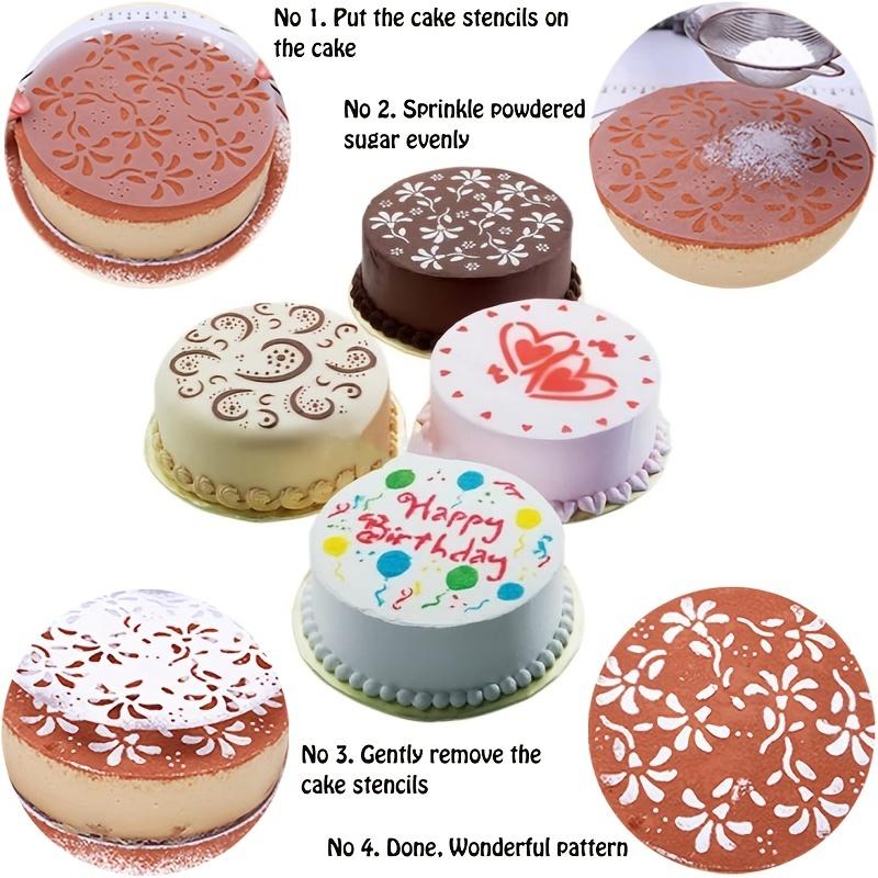 Round Cake Top Stencils Biscuit Template Mesh For Birthday Cake Blossom Decoration Mould DIY Baking Tools Kitchen Accessories