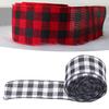 5m Christmas Wired   Ribbon Decorative Plaid Ribbon for Home   Gift Wrapping Crafts(Black Red )