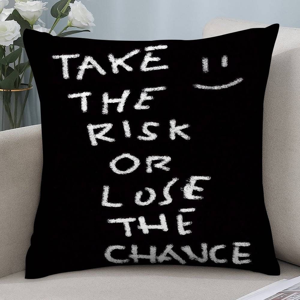 

Нет риска - нет истории Наволочка Короткий плюш Двусторонняя печать Квадратные наволочки для диванных подушек Домашний декор для подушек 12x12Inch