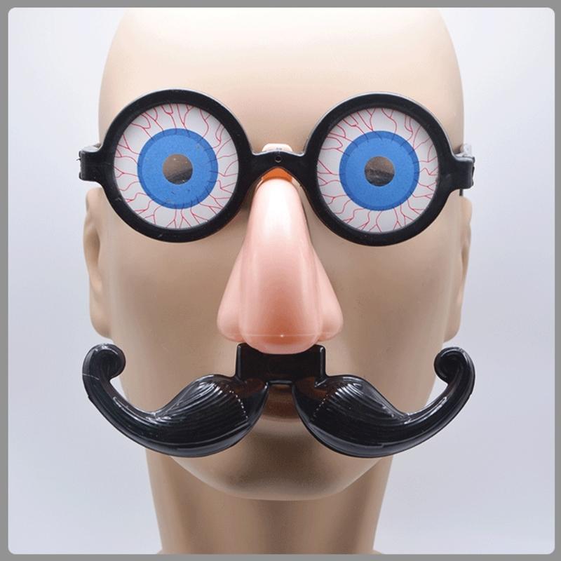 Funny Nose Glasses with Fake Mustache, Big Nose Glasses Eyeball Glasses with Nose and Mustache for Halloween Parties