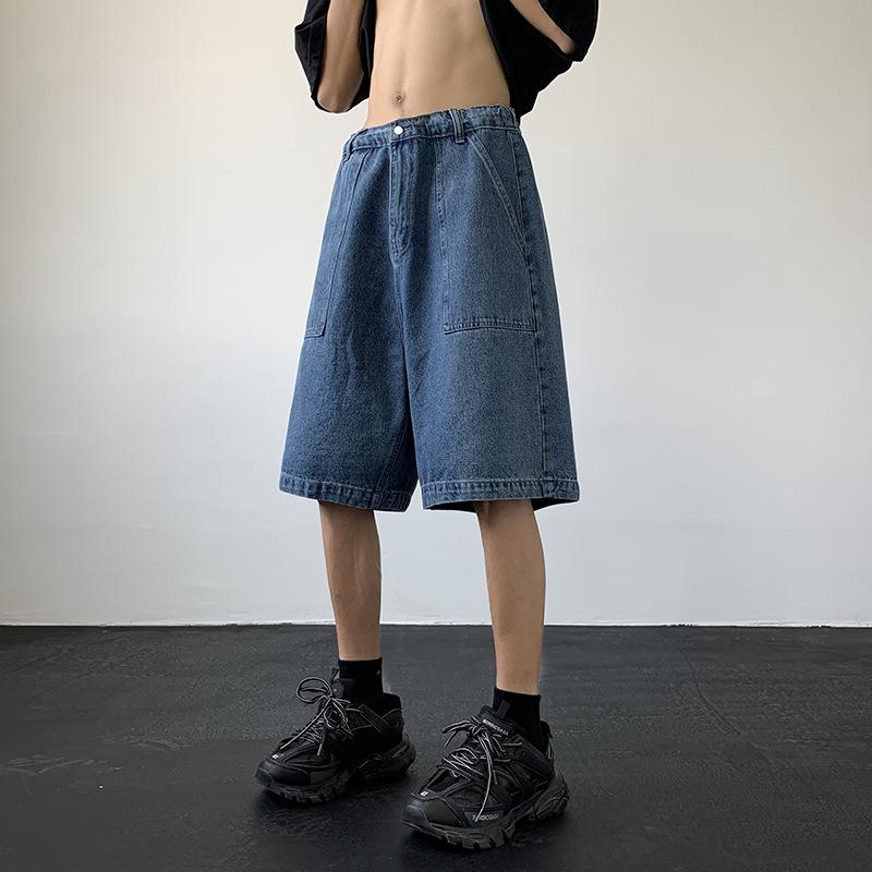 Men's Casual Solid Color Loose Straight Denim Shorts