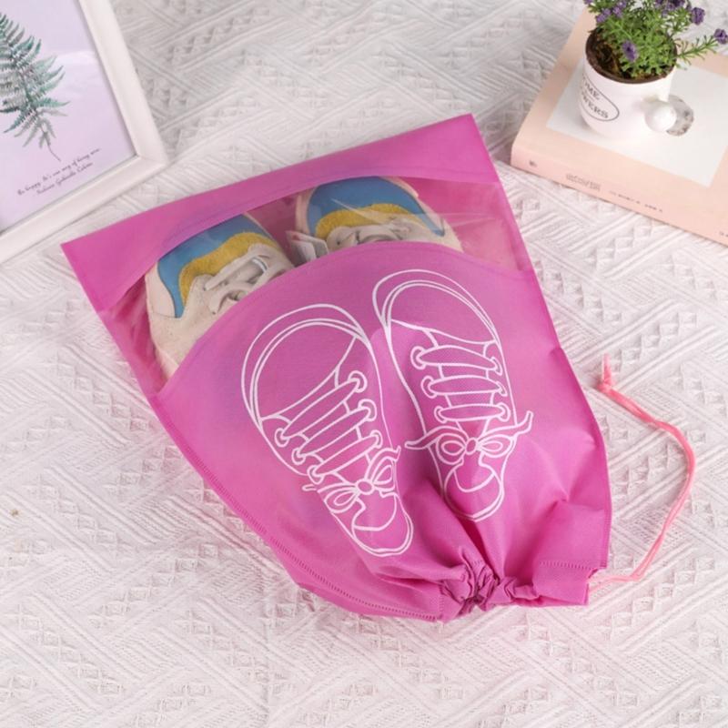 10Pcs/Set Shoe Dust Covers Non-Woven Dustproof Drawstring Clear Storage Bag Travel Pouch Bags Drying Shoes Protect Shoes