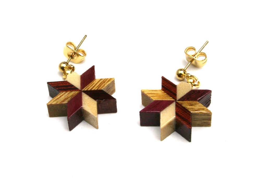 Parquet Earrings C by Hakone Maruyama Bussan