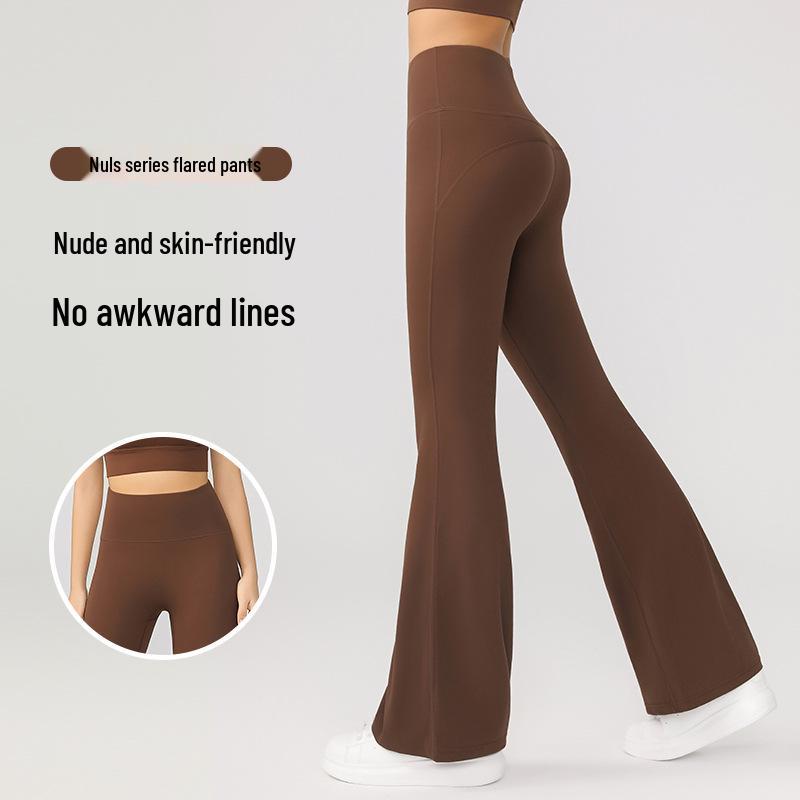Women's High Waist Hip-Lifting Flare Yoga Pants - Professional Nude Feel, No T, Micro Flare Design for Fitness and Sports.