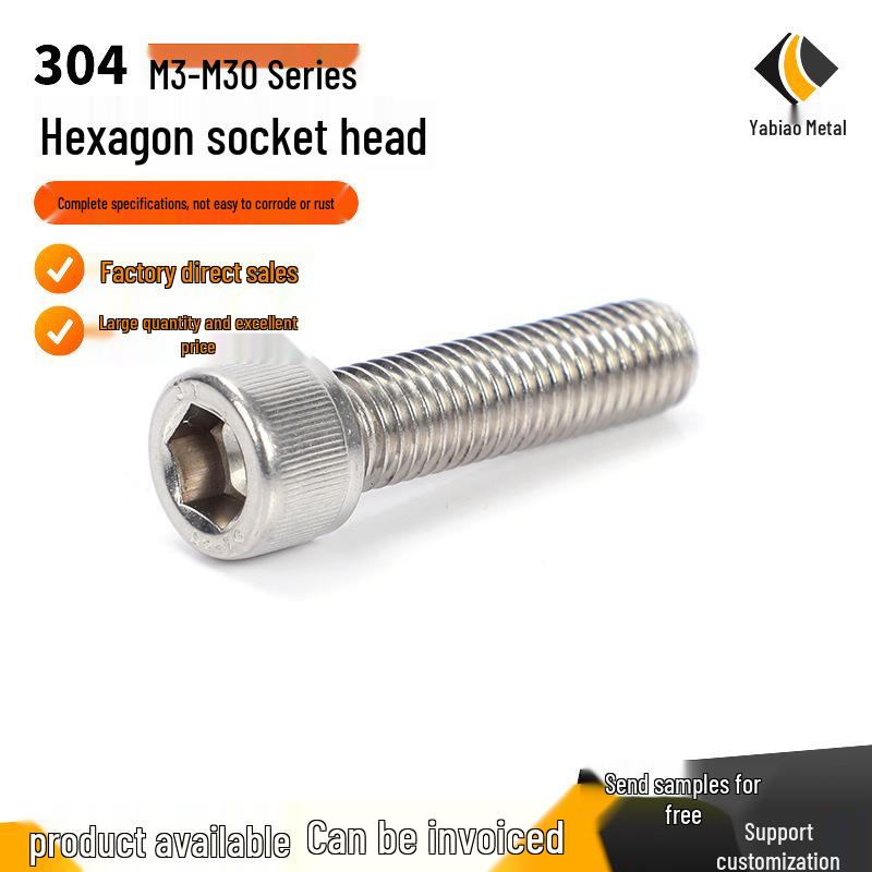 304 Stainless Steel Hex Socket Head Cap Screws for Photovoltaic Use DIN912 M3-M6