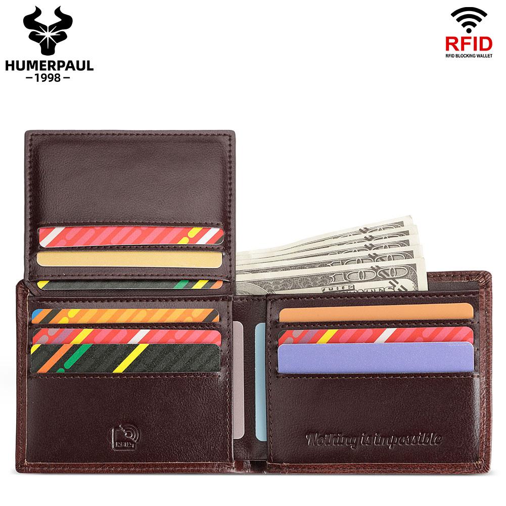 HUMERPAUL Men Wallet Leather Wallet Slim Card Case