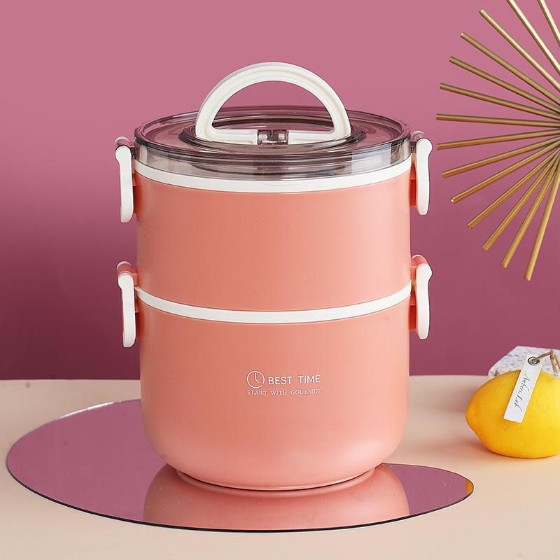 Stainless Steel Insulated Lunch Box for Female Students Cute Large Capacity Fruit Lunch Box with Tableware