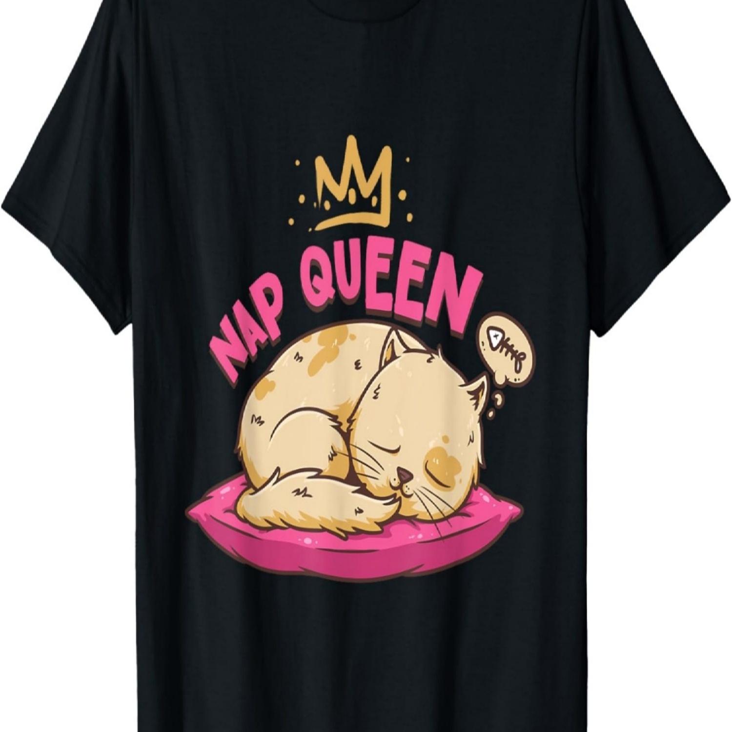 Nap Queen Shirt Nap Lovers Nappers Lazy People Cat Napping T-Shirt S