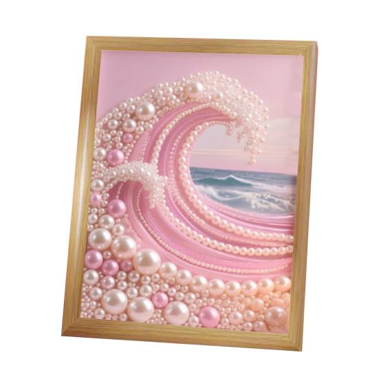 Kit de Pintura DIY com Pérolas Artificiais com Moldura de Madeira Tela Contas de Pérolas Artificiais Ferramentas Adultos Iniciantes Artesanato de Arte com Pérolas Artificiais Feito à Mão Decoração de Parede para Casa