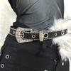 Vintage Faux Fur Pu Leather Rhinestone Belt Y2K Furry Fur Gothic Punk Sexy Waistband Night Club Waist Chain Jeans Pants Decor