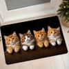 1pc Cute Four Little Kittens Flannel Floor Mat, Absorbent and Non-Slip Doormat for Entryway, Foyer, Bathroom, and Home Use, Bedroom Bedside Rug