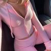 2 New Knitted Hooded Suit Women's Fashion Sexy High Waist Long Sleeve Pants Two-piece Set