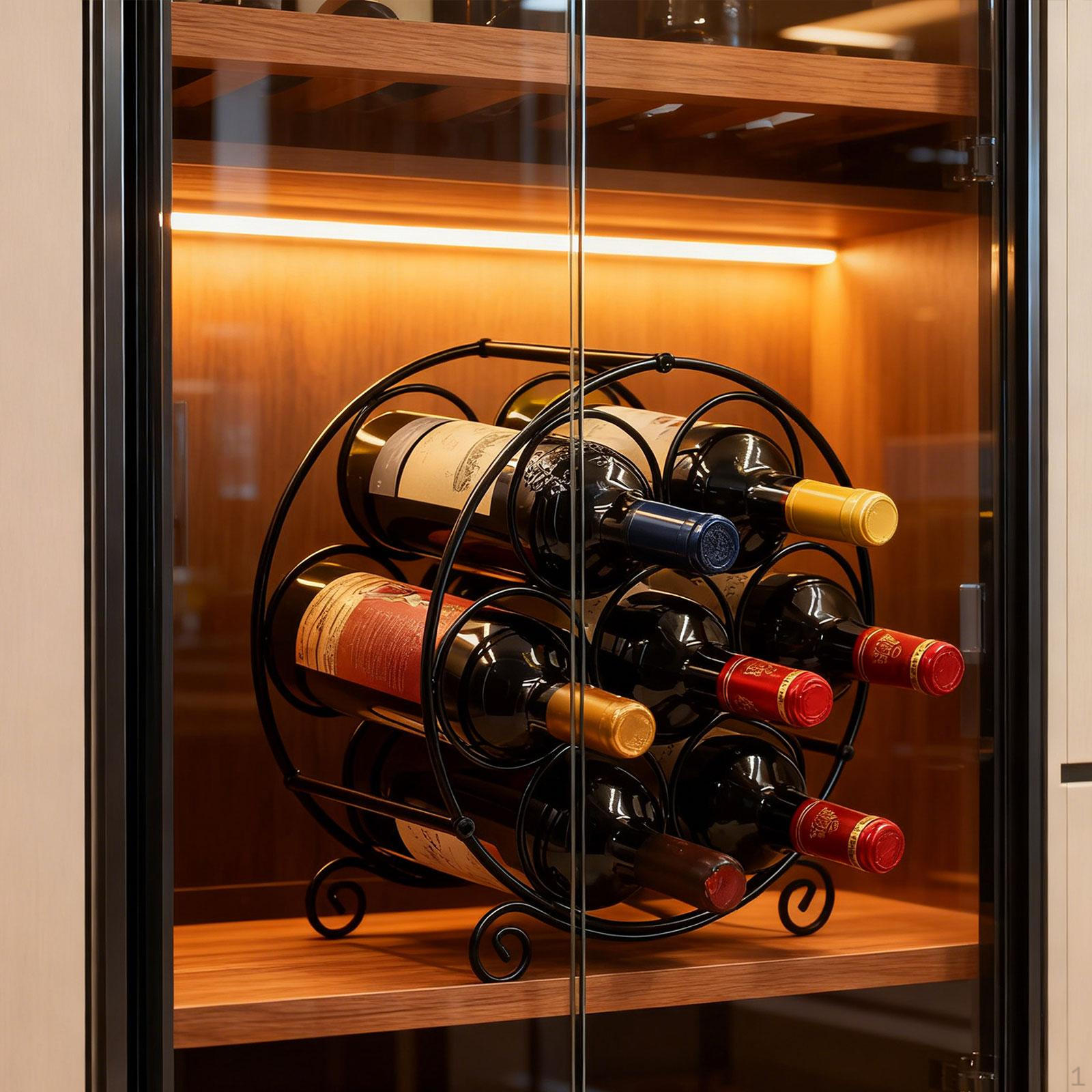 

Small Table Top Wine Rack Drink Organizer Bottle Holder Metal Multipurpose Tabletop