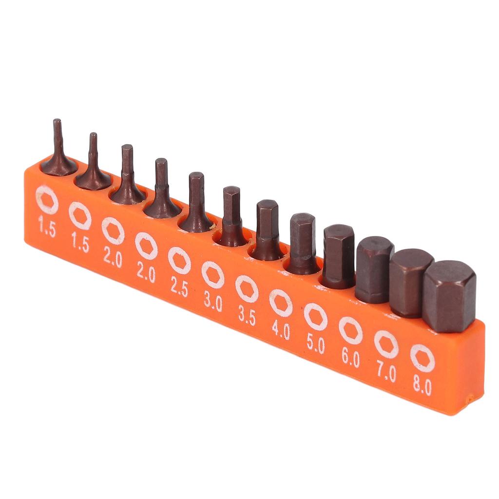 12Pcs Hex Bit Set Metric 1/4 Shank for Drill Electric Screwdriver S2 Alloy Steel 25mm with Storage H