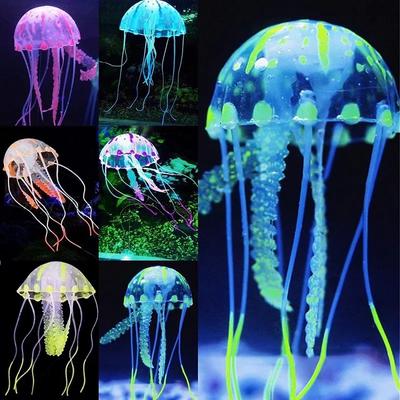 Sztuczne pływanie świecące fluorescencyjne meduzy dekoracja akwarium akwarium podwodna roślina morski krajobraz wodny Ornament