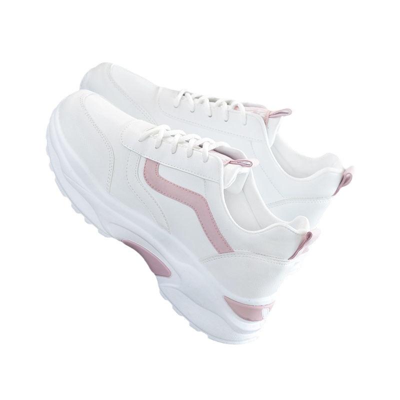 Xiaobai shoes female student leather surface spring summer new mesh breathable thick sole Korean version thick sole sports shoes dad shoes