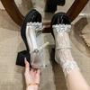 Scarpe Singole con Tacco Spesso Fiocco Dolce Bocca Leggera Fibbia a Una Parola Estate Mary Jane Tacco Alto
